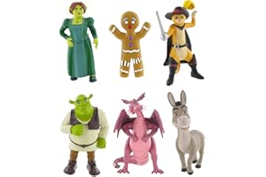Comansi Shrek Figura impostata con Shrek, Fiona, Asino, Gatto, Drago e omino di marzapane