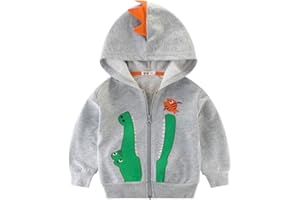 LitBud niños pequeños Sudaderas con Capucha Chaqueta de Dibujos Animados Dinosaurio Cremallera Packaway otoño Abrigo para niños 1-7 años