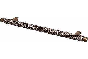 Decoranddecor Aurelia - Round Knurled Cupboard Handles | T-Bar Cabinet Handles | Kitchen Cupboard Pulls | Furniture Knobs - Antique Copper - 160mm Hole Centre Distance