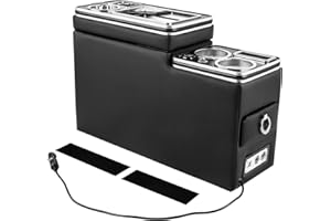 Godimg accoudoir Console Centrale Universelle pour Voiture avec étagères, Compatible avec VW T5 T6/Universelle MPV avec Porte-gobelet, Port USB, éclairage LED