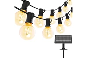 Yuucio Solar String Lights Outdoor, 50FT G40 Solar Festoon Lights Outdoor, Globe Bulb String Lights with 25+1Shatterproof Bulbs, Waterproof Patio String Lights for Garden, Terrace, Party