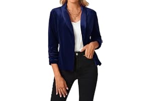 MINTLIMIT Femme Casual Blazer Velours Manche 3/4 Bureau Affaires Jackets Élégant Cardigan Blouson Jacket Veste De Costume
