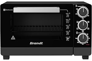 BRANDT FC215MB - Mini four - 21L - Multifonction - 5 positions de cuisson - Porte double vitre - Cavité anti-adhésive - Accessoires : lèchefrites, grille, pince pour récupérer les plats - 1380W - Noir