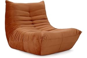 Vesgantti Togo Fireside Lounge Chair, Soft Suede, Premium Foam, Lazy Floor Sofa Couch, Corner Bean Bag, Brown Armless Accent Chair for Living Room, Office