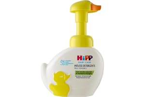 HiPP - Baby Care Barnrengöringsmousse i form av en söt anka, rengör och fuktar kropp och händer, för känslig hud, med naturligt mandelextrakt, 1 flaska på 250 ml