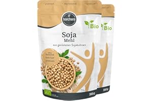 2 x borchers Harina de soja premium ecológica, vegetariana y vegana, con alto contenido de fibra y proteínas, de soja tostada 350 g