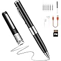 Stylo Enregistrement Vocal 64 Go - Automatique et continu par Activation rotative, enregistreur Audio Invisible pour Les Cours, Les réunions, Les entretiens (Noir)