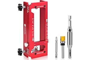 GOHELPER Door Hinge Jig for Router, Aluminum Alloy Door Hinge Mortiser Jig Template Installation Kit Tool Fits for 2-1/2” to 5” Length and Hinge Types of Sqaure, Radius 1/4” or Radius 5/8”