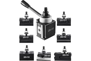 VEVOR Set di Portautensili a Cambio in Acciaio Resistente, 8 Pezzi, Include Portautensili per Tornio, Portautensili a Cuneo per Tornitura, per Mini Torni e Torni per Metallo, Oscillazione 152,4-305 mm