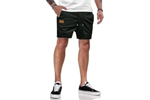 JMIERR Kurze Hosen Herren Chino Shorts Herren Baumwolle Herrenshorts Elastische Taille mit Taschen S-2XL