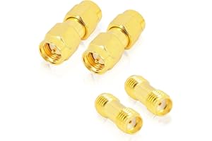 Kaunosta 4 Piezas SMA Hembra a SMA Hembra Conector de Enchufe Adaptador Coaxial de RF Adaptador Chapado en Oro para Repetidores de Antena WI-Fi Cable de Extensión de Señal de Radio