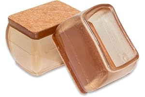 Flyshop 16 Protectores de Piso para Patas de Silla con Almohadillas de Fieltro, Evitar arañazos y Reducir el Ruido, rectángulo, tamaño pequeño, marrón