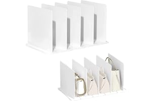 LIKEUDO Fünf Reihen Weiß Einstellbar Handtaschen Aufbewahrung Ablage Skalierbar Handtaschen Regaltrenner Aufbewahrung Ablage Handtasche Display Rack Taschenhalter Handtaschen Familienschrank