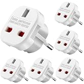 Dhqkqg UK to EU Plug Adapter, 6 Pieces UK Plug to European Plug Adapter, English to Spanish Plug Adapter, U-K to EU/DE/FR/IT/