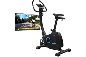 Skandika ergometro Bragi | cyclette per casa, volano da 7 kg, sistema frenante magnetico, Kinomap per l’allenamento virtuale, regolazione dell'altezza, ruote di trasporto, supporto per tablet