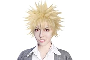 Ani·Lnc Anime Cosplay pelucas pelucas a prueba de calor del pelo corto amarillo con la tapa libre