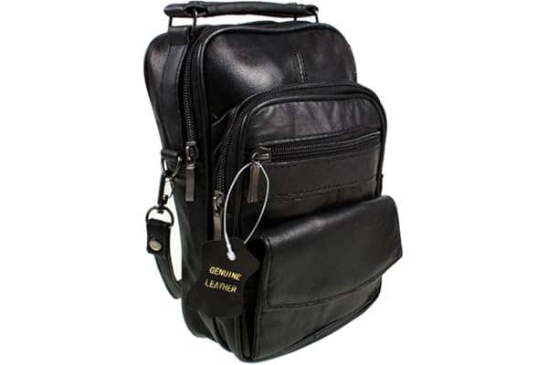 Lorenz Sac à bandoulière en Cuir véritable Noir, Noir, Taille Unique, Sacs à bandoulière