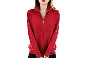 OWNWFEAT Pull en Laine pour Femme Cardigan À Double Fermeture Éclair Fashion Tops Tricotés Décontractés