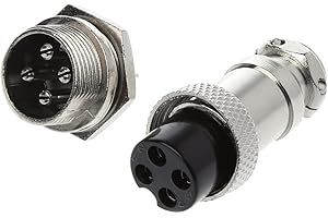 Dabixx Spina per Aviazione Connettore Maschio e Femmina per Pannello in Metallo 16mm 2/3/4/5/6/8/9 Pin GX16-4 Pin