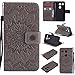 Produktbild Lonchee LG Nexus 5X Leder Wallet Tasche Brieftasche Schutzhülle , Sonnenblumen geprägten Muster Design Hochwertige PU Leder Folio Tasche Case Hülle im Bookstyle mit Standfunktion Kredit Kartenfächer (grau)