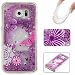 Produktbild KSHOP Hardcase Hülle TPU Silikon für Samsung Galaxy S6 mit Flüssigkeit - Schale Etui Case Cover Softshell Backcover Case Schutzhülle Cover Wasser mit Schneekugel Sterne Design in Hellblau Transparent 3D Kreative - Lila Treibsand Purple Butterfly Treibsand