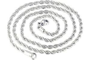 DVRK Cadena Plata Hombre de Acero Inoxidable 316L y 55cm x 3mm – Cadena de Plata Hombre estilo Cordon - Cadena Plata Hombre Resistente al agua y al Sudor