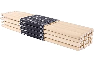 Aopoy 12 Pairs Drum sticks 7A, Classic Maple Wood Drumsticks, Wood Tip Drumstick, for Adults Kids and Beginners