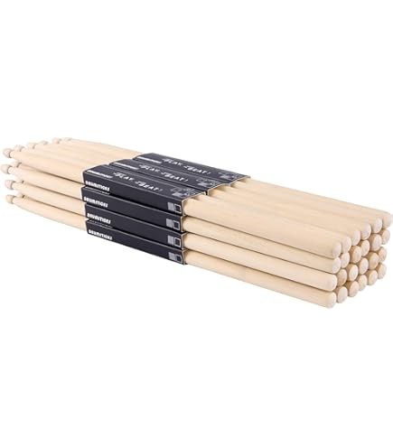 Baguettes De Batterie 5A En Chêne - Lot De 12 Paires - Pour Jazz, Pop, Débutants - Taille 40,6 Cm - 8