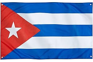 Runesol Bandera de Cuba, 91x152cm, 3ft x 5ft, 4 Ojales, Ojal en Cada Esquina, Bandera Cubana, Estrella Solitaria, Bandera Lone Star, Bandera Premium, Interior, Exterior, Colores Vívidos