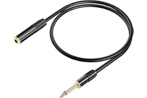 PNGKNYOCN 1/4" TS Extension Cable，0.5M Gold Plated 1/4" (6.3mm) TS Mono Male to Female Guitar Extension Cable (0.5M)