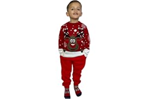 LUXE DIVA Kids Girls Boys Unisex Star Rudolph Novelty Christmas Jumper Sweater Unisex Christmas Xmas Knitted Novelty, Retro, Elf, Football Jumper Sweater Christmas Xmas from Age 3 to 14 Years Old