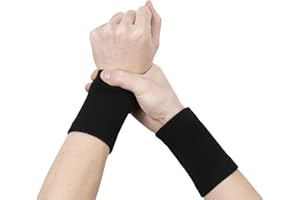 GUTEINTE Fascia Elastica Mano Polso, Supporto per Mano Polso, Fascia Polso per Sport, Palestra, Lavoro, Adatto per Uomini e Donne, 2 Pezzi (Nero)