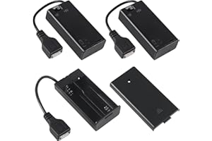 AOICRIE 3pcs 2 AA Battery Holder USB Switch 3V USB Female Socket 2x 1.5V AA Battery Case Box Holder On/Off Switch for RC Cars LED Light