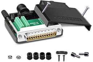 PENGLIN DB25 Connecteur Mâle sans Soudure, Adaptateur série DB25 Port série RS232 D-SUB à 25 Broches avec boîtier