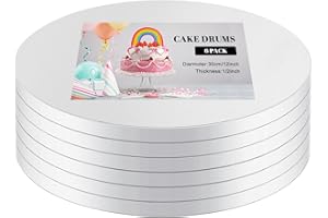 LALATOK 6Pcs Cakeboard Sottotorta, Base per Torta, 30cm/12 Pollici Tamburi per Torta Riutilizzabili, Piatti Base per Torta per Il Trasporto di Torte, Cartoncino Rotondo per Torta per Matrimonio, Festa