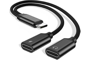 LQIESDD Doppio adattatore e ricarica per cuffie USB C, audio USB C Aux e convertitore di ricarica USB C jack compatibile con Samsung Galaxy S24/S24 Ultra/S23/S22/A54/A53/Huawei Mate 20/P40/P60/Pixel 6/5