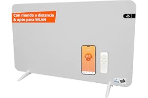Könighaus Calefactor infrarrojo dual inteligente de 800 W con control Wi-Fi a través de aplicación y mando a distancia, incluye patas para toallero y material de fijación Color: Blanco