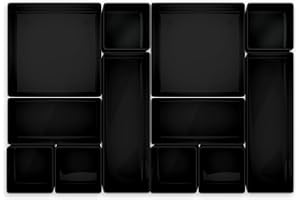 Lilly Things ANTIRUTSCH Schubladen Ordnungssystem (Schwarz 12-teilig) Schubladen Organizer Schubladeneinsatz Aufbewahrungsbox für Make-Up Kosmetik Schminktisch Schreibtisch Büro Bad Küche