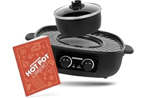 ‎REISHUNGER REISHUNGER Elektrischer Hot Pot mit Grillfunktion – für 2-4 Personen – 2 Liter Füllvolumen – Hot Pot mit Deckel – für Korean BBQ