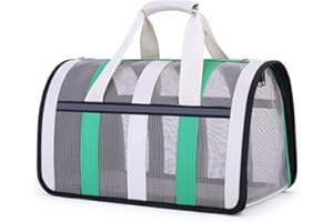 Treer Sac Transport Chat, Sac de Transport pour Chat Respirant et Pliable, Cage transport chats et chiens, Sac Chat Transport, Cage de Transport Chat pour Petit Chien, Chat (46*29*26cm,l'herbe verte)