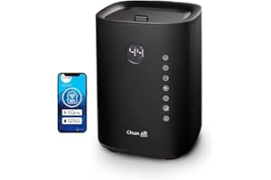 Clean Air Optima CA-604 Smart Top Filling - 3 en 1:Humidifcateur, purificateur d'air et aromathérapie! - Capacité min.120 ml/h - max.400 ml/h! - Idéal pour les pièces jusqu'à 55m²/140m³ (Black)