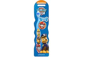 LORENAY Paw Patrol Chase Little Teeth Toothbrush for Kids with Soft Rounded Bristles, Comfortable Handle Grip and Protection Cap for Children Ages 3+