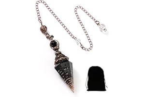 LEEQ Pendolo di Cristallo Ossidiana Cristallo curativo Pendolo di Quarzo Spirituale Ciondolo a Cono a Punta Esagonale Resina Stregoneria Accessori per bilanciamento energetico
