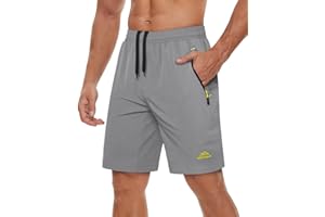 TACVASEN Men's Quick-Drying Training Shorts, Running Shorts, Breathable Sports Shorts with Zip Pockets