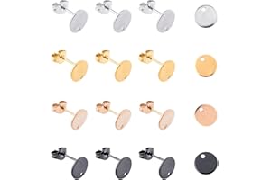 UNICRAFTALE Hipoalergénicos Pendientes Redondos Planos Pendientes de Acero Inoxidable Pendiente de 0 8 mm Componente de Pendiente de Revestimiento Al Vacío