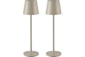 ‎ZOEGER 2 Stück LED Dimmbare Akku Tischlampe Kabellose, Wiederaufladbar Warme Lichtfarbe 3000K Tischleuchte Für Innen und Aussen mit USB-C, Aluminium, IP54 Wasserdichte, Schwarz