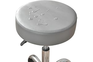 ZZDZW Funda Protectora Para Taburete Redondo Impermeable De Piel Sintética Redonda Fundas Taburetes Redondos Elástica Diámetro 30-38 Cm Fundas Para Taburetes De Bar Antifouling Antipolvo ( Color : Gray , Si