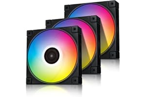 DeepCool FC120, 3 *Ventole da 120 mm ARGB PWM per Case o Sistema di Raffreddamento a Liquido, con Funzione Daisy-Chain, Nero, Computer desktop