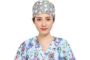 PRETYZOOM Chirurgische Schrubbkappe Chirurgische Kappe Hut Verstellbarer Schrubberhut Tierhund Bedruckte Baumwolle Arzt Krankenschwester Kappe für Frauen Männer