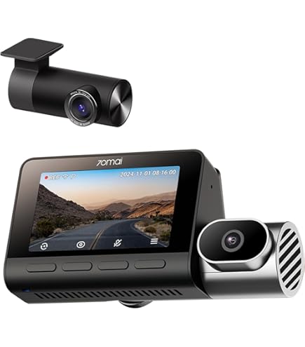 Dashcam 70mai T800E Triple Caméra 4K - Caméra Voiture Avant 4K + Intérieur + Arrière Full HD - GPS, Supercondensateur, Vision Nocturne, Mode Parking - Inclut Carte SD 64 Go